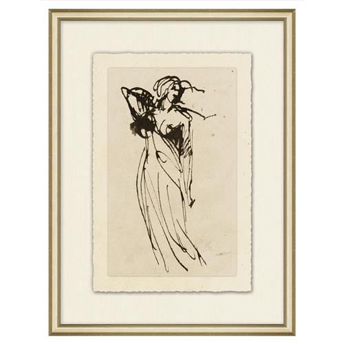 Malinda French Country Figure Gold Frame Illustration VIII