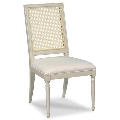 Collette French Upholstered Seat Graystone Wood Cane Back Dining Chair