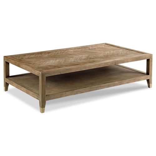 Venus French Vintage Brown Oak Wood 2 Tier Rectangular Coffee Table