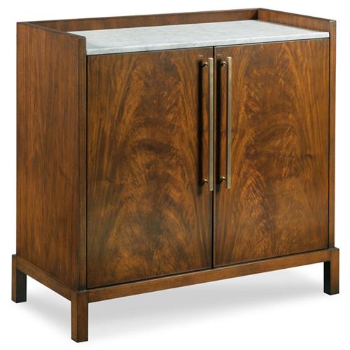 Ridge Modern Classic Brown Mahogany Wood White Marble Top Bar Cabinet