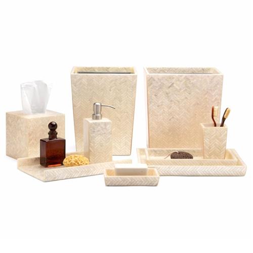 Pigeon and Poodle Handa Coastal Beige Herringbone Capiz Shell Bath Collection