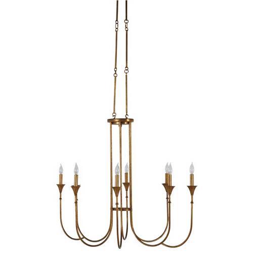 Kathleen French Country Gold Iron Rod Candle Style Chandelier