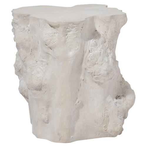 Nephele Roman Coastal Beach Off-White Resin Outdoor Block Side Table