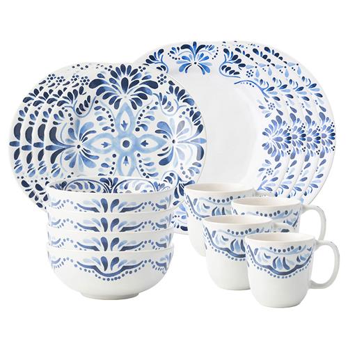 Juliska Iberian Indigo Coastal White Ceramic 16 Piece Place Setting