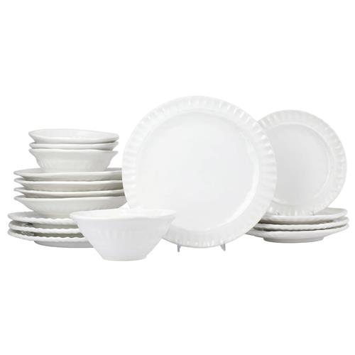 Pietra Serena Modern Classic White Stoneware 16 Piece Place Setting