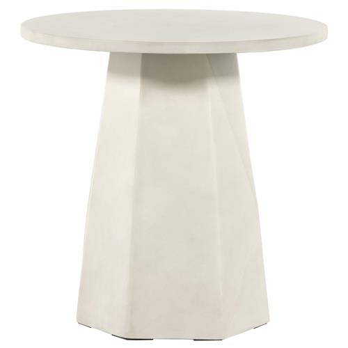 Barley Industrial Loft White Concrete Round Pedestal Outdoor Side Table