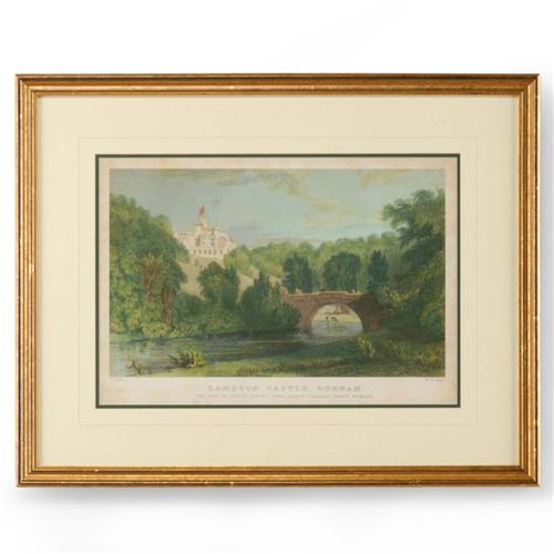 Inara French Castle Landscape Gold Frame Illustration