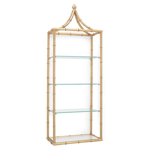 Milani Global Bazaar Gold Leaf Iron Clear Glass Wall Shelf