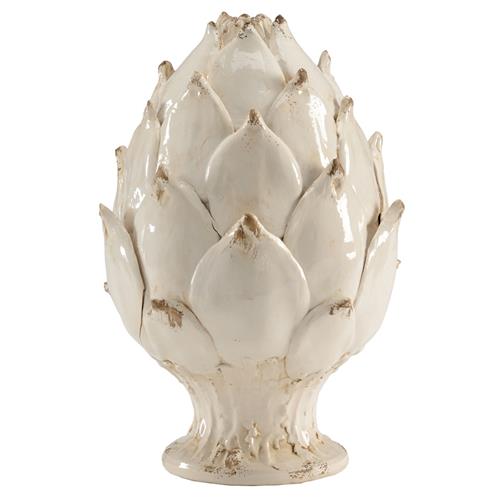 Apollo French Country Antique White Glaze Ceramic Artichoke - Small