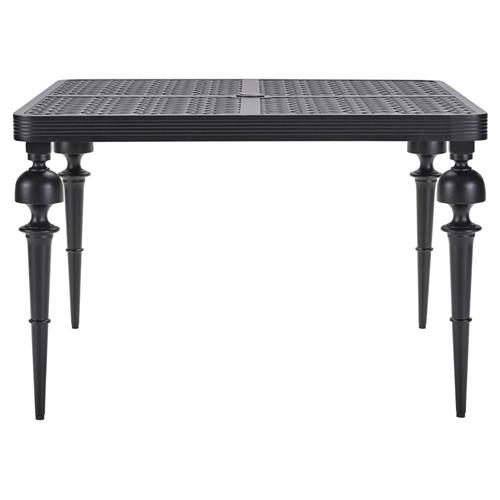 Hermine French Black Patterned Aluminum Outdoor Square Dining Table - 45&quot;W