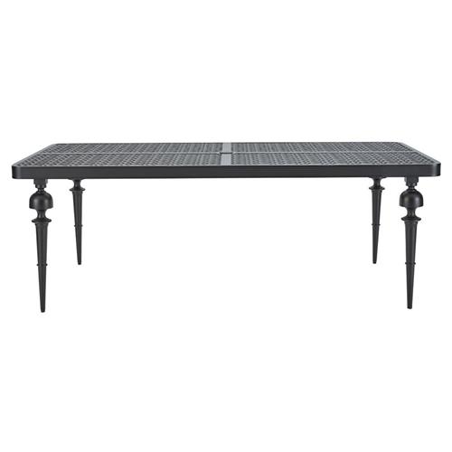 Hermine French Country Black Aluminum Outdoor Rectangular Dining Table - 84&quot;W