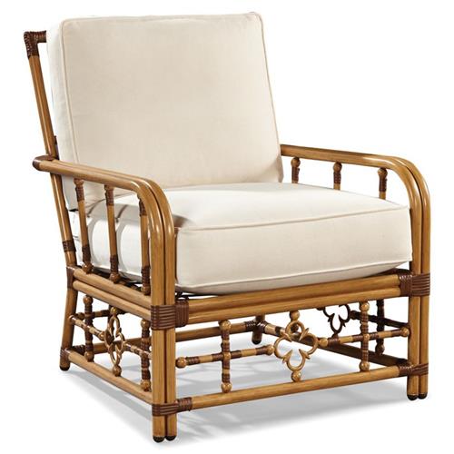 Myrah Coastal Beach Brown Aluminum White Upholstered Outdoor Arm Chair
