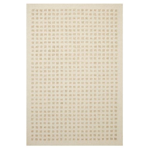 Polly Mid Century Modern Beige Wool Square Patterned Rug - 3&#39;6&quot;x5&#39;6&quot;