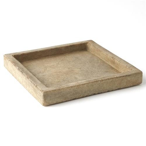 Allegra French Country Antique White Marble Square Decorative Tray