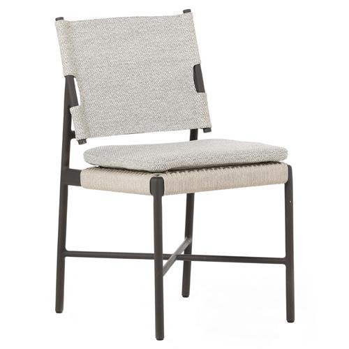 Rosalie Modern Classic Grey Upholstered Bronze Aluminum Outdoor Dining Chair