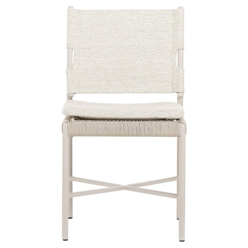 Rosalie Modern Classic Cream Upholstered Taupe Aluminum Outdoor Dining Chair
