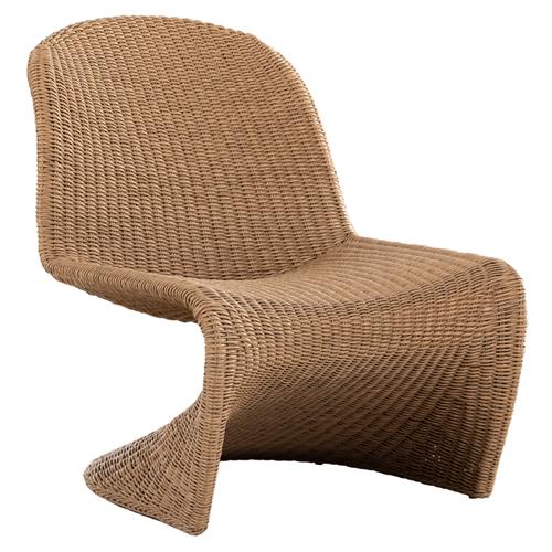 Ivanna Coastal Beach Brown Woven Wicker Outdoor Lounge Chair