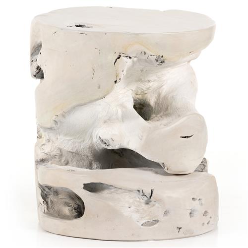 Kaili Global Bazaar White Teak Wood Outdoor Side End Table