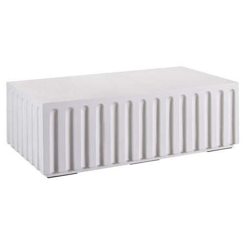 Jenieva French Country White Concrete Rectangular Block Outdoor Coffee Table