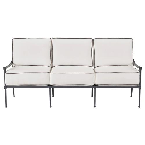 Lindale French Country Grey Aluminum White Cushion Back Outdoor Sofa - 74&quot;W