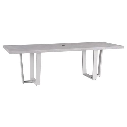 Rianne French Grey Concrete White Metal Rectangular Outdoor Dining Table - 96&quot;W