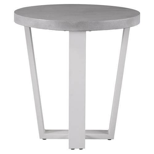 Rianne French Grey Concrete White Aluminum Round Outdoor Bistro Table - 28&quot;W