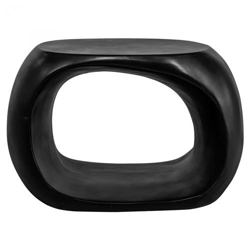 Alex Industrial Loft Black Concrete Oval Outdoor Stool