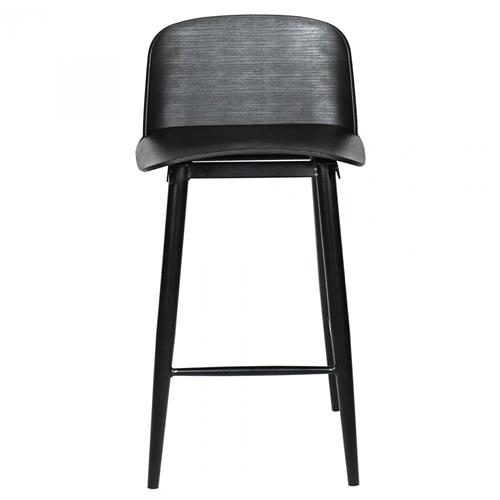 Lou Industrial Loft Black Steel Low Back Outdoor Counter Stool - Set of 2