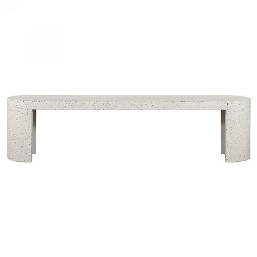 Lyone Industrial Loft White Cement Speckled Terrazzo Oval Outdoor Bench