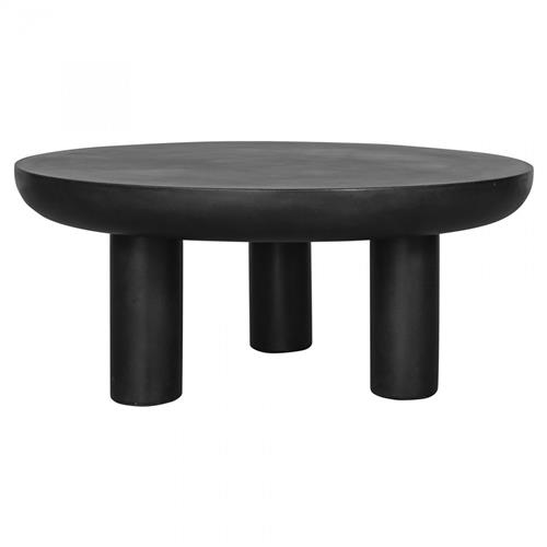 Gino Industrial Loft Black Concrete Round Outdoor Coffee Table
