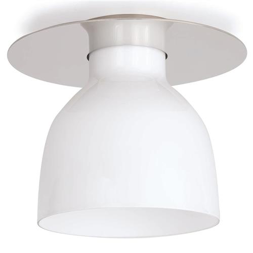 Mixer Industrial White Glass Polished Nickel Steel Flush Mount