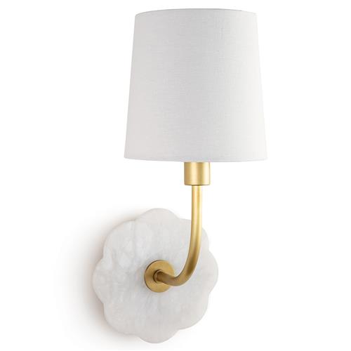 Camilla French Country Natural White Alabaster Armed Sconce