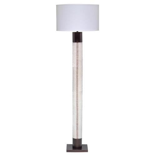 Sheryll Rustic Lodge White Hide Black Steel Column Floor Lamp