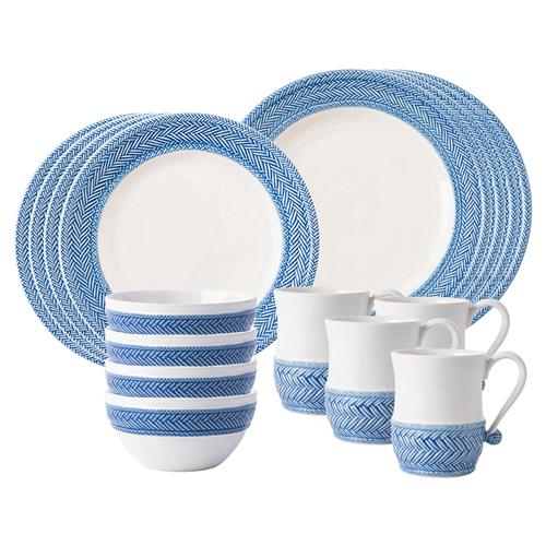 Juliska Le Panier French Country Delft Blue Ceramic 16 Piece Place Setting