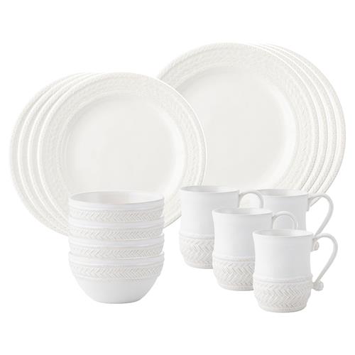 Juliska Le Panier French Country Whitewash Ceramic 16 Piece Place Setting
