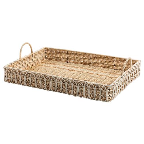 Juliska Provence Coastal Beach Whitewash Rattan Rectangular Tray