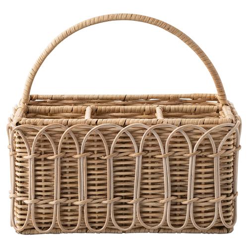 Juliska Provence Coastal Beach Whitewash Rattan Silverware Caddy