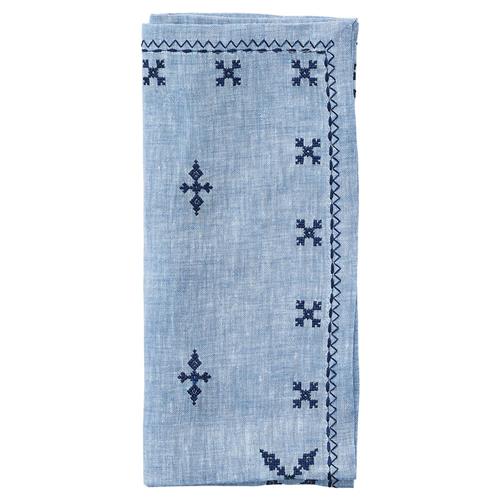 Fez Global Bazaar Periwinkle Linen Napkin - Set of 4