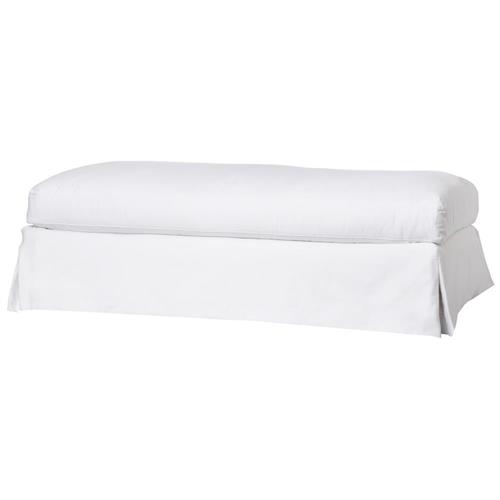 Cisco Home Seda Denim White Cotton Coastal Feather Down Slipcovered Ottoman Bench