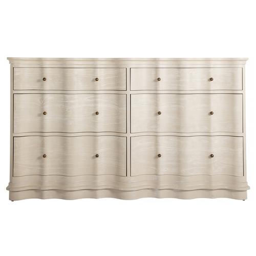 Meredith Updated Traditional Cerused White Wood Wavy Double Dresser