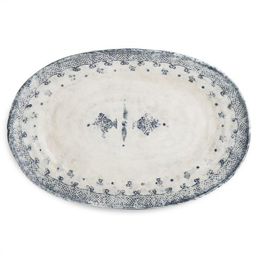 Burano French Country Blue Lace Ceramic Oval Platter