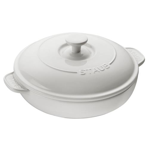 Staub Modern Classic White Ceramic Round Covered Baking Dish