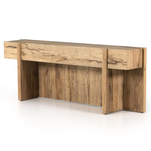Beth Rustic Black Brown Oak Wood Rectangular Console Table