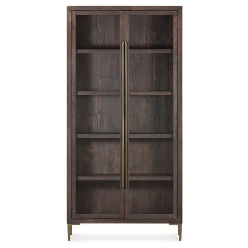 Yvette Rustic Clear Glass Dark Brown Reclaimed Pine Wood 2 Door Display Case