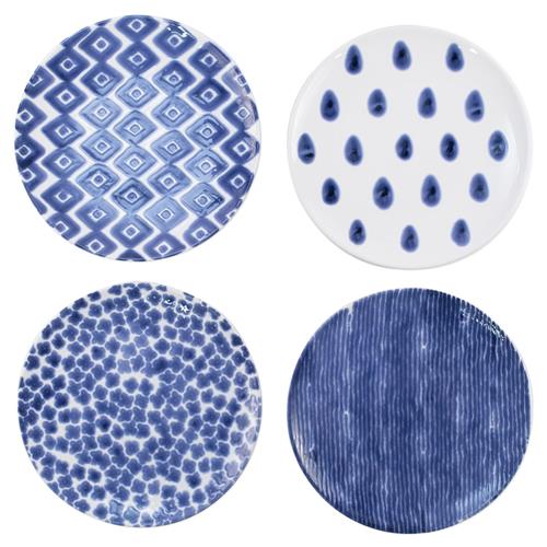 Santorini Global Bazaar Blue Ceramic 4 Piece Serving Bowls