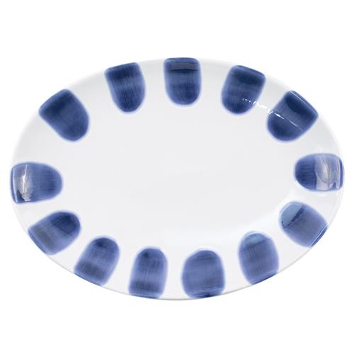 Santorini Global Bazaar White Ceramic Blue Dot Oval Platter
