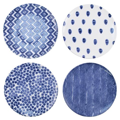 Santorini Global Bazaar Blue Ceramic Dinner Plates - Set of 4
