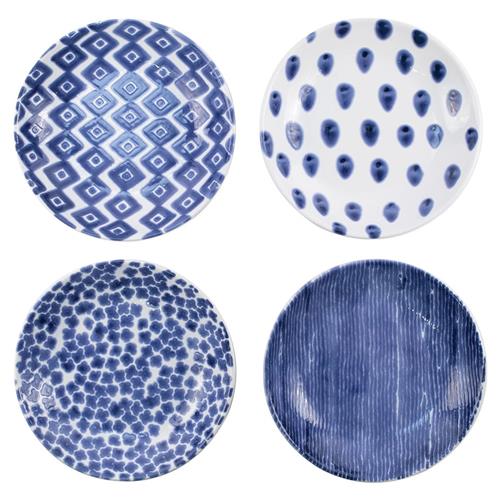 Santorini Global Bazaar Blue Ceramic Assorted Pasta Bowls - Set of 4