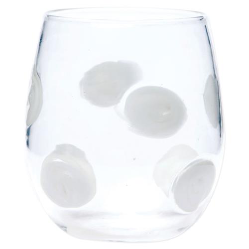 Drop Mid Century Modern White Stemless Wine Glass