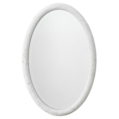 Abrianna Coastal Beach White Resin Textured Oval Wall Mirror
